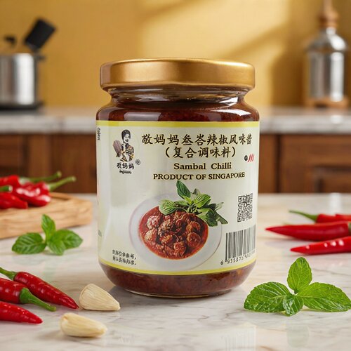 敬妈妈叁巴酱sambal香辣225g新加坡进口辣椒酱叁峇辣椒酱商用