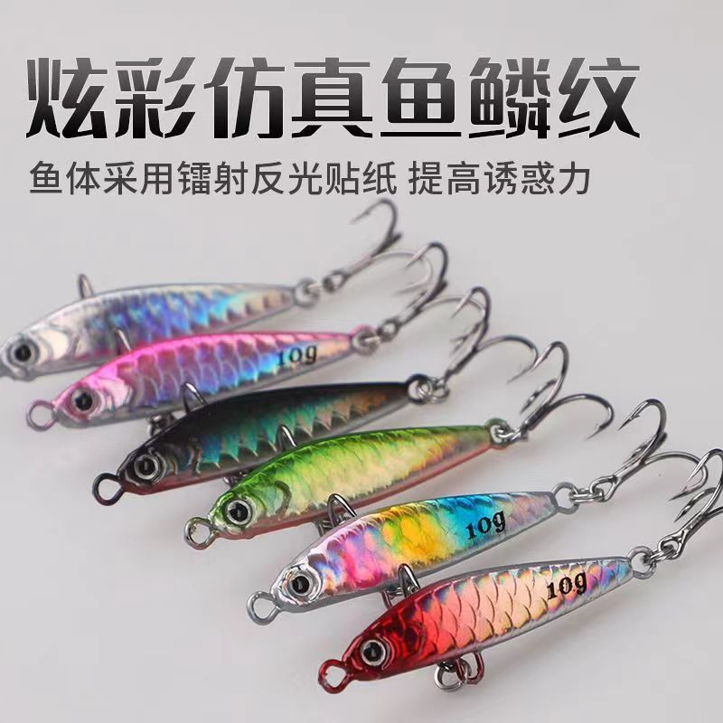 新款鱼鳞纹一飘铁板路亚饵升级三倍加强钩鳜鱼翘嘴黑鱼通杀鱼饵