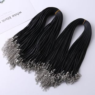 皮绳项链绳吊坠挂绳1.5-2.0mm黑色绳黄金水晶玉吊坠绳红绳子蜡绳