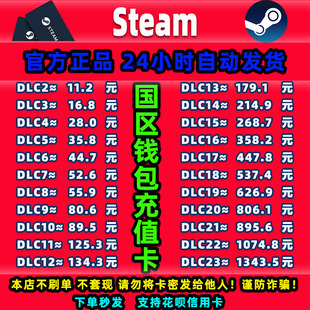 Steam中国区充值卡cdk钱包充值码余额账户充钱卡礼品卡钱包兑换码