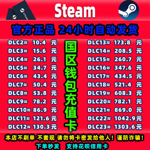 Steam中国区充值卡cdk钱包充值码余额账户充钱卡礼品卡钱包兑换码