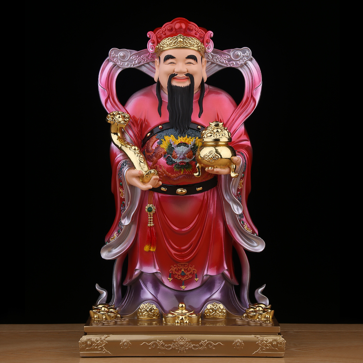 财神爷摆件招财家用办公室店铺礼品比干文财神爷开业供奉树脂佛像