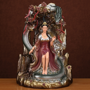 正品飞天蛇仙姑娘女娲神像娘娘白蛇青蛇摆件供奉像体真身招财树脂