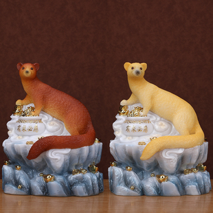 黄鼠狼摆件仙家黄大仙佛堂真身神像招财供奉东北合成汉白玉家用
