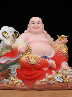 玉石大肚弥勒佛菩萨佛像宽体笑佛招财家用供奉店铺汉白玉摆件客厅