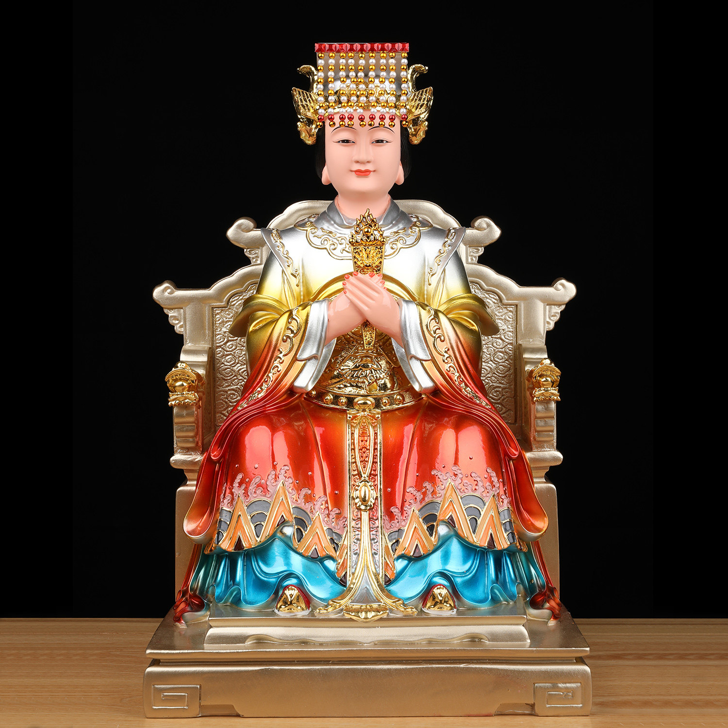 妈祖神像家用供奉像体真身湄洲岛海神娘娘天后圣母雕像树脂摆件