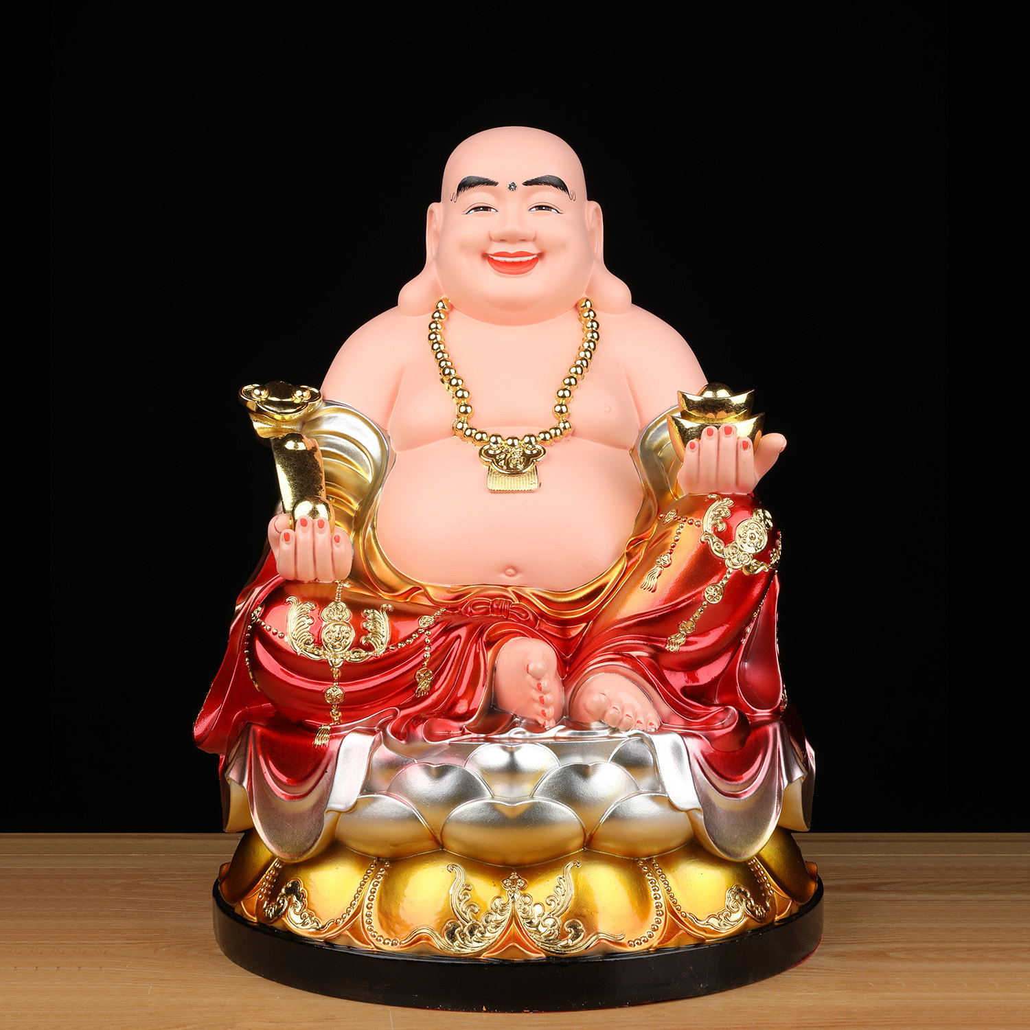 弥勒佛菩萨大肚开心笑佛笑口常开办公室招财摆件家用客厅供奉佛像