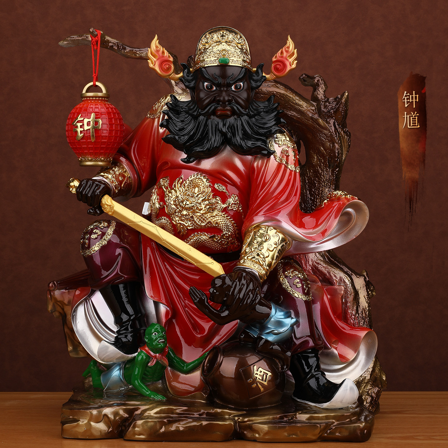 道家钟馗神像钟正南像体真身钟天师树脂佛像家用供奉摆件钟进士像