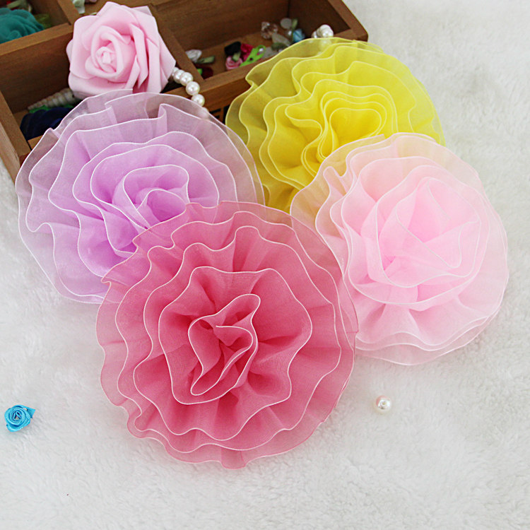 15cm韩版手工雪纱大花 diy衣服 演出服 婚纱礼服装饰材料花朵