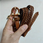 女士整块二层牛皮皮带 质量保证超细款 精做工女式 真皮编织皮带促销