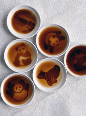 日本陶瓷卡通立体浮雕3D效果可爱酱油碟醋碟熊猫浮雕调味碟