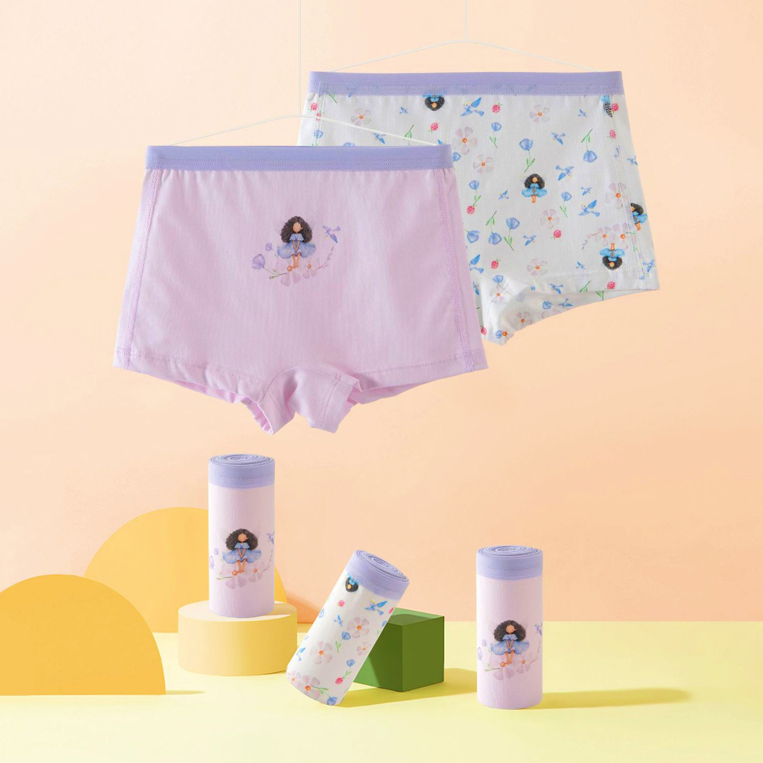 盛特士可爱女童内裤儿童平角裤 中小童女宝宝纯棉短裤1-3-5-7岁