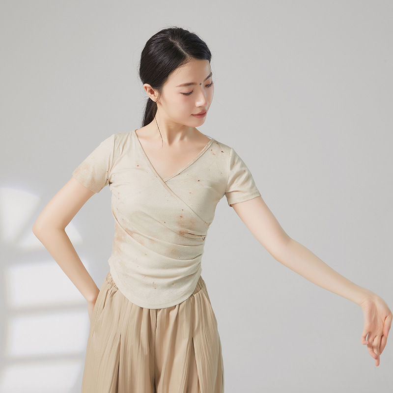 古典舞练功服女夏季新中式国风短袖跳舞上衣现代舞蹈服