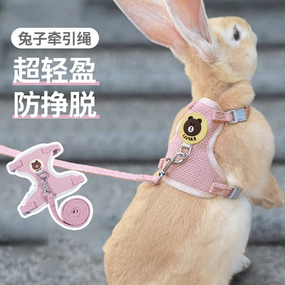 兔子牵引绳兔兔外出专用遛兔防挣脱可调节兔绳背带侏儒兔子外出绳