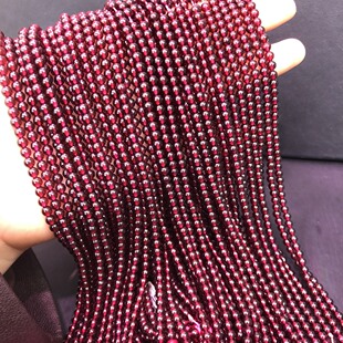 天然酒红石榴石半成品 晶体好 4MM规格  表皮光滑 DIY手工散珠