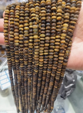 天然虎眼石算盘珠圆隔片散珠串珠 手链项链手工diy半成品饰品配件