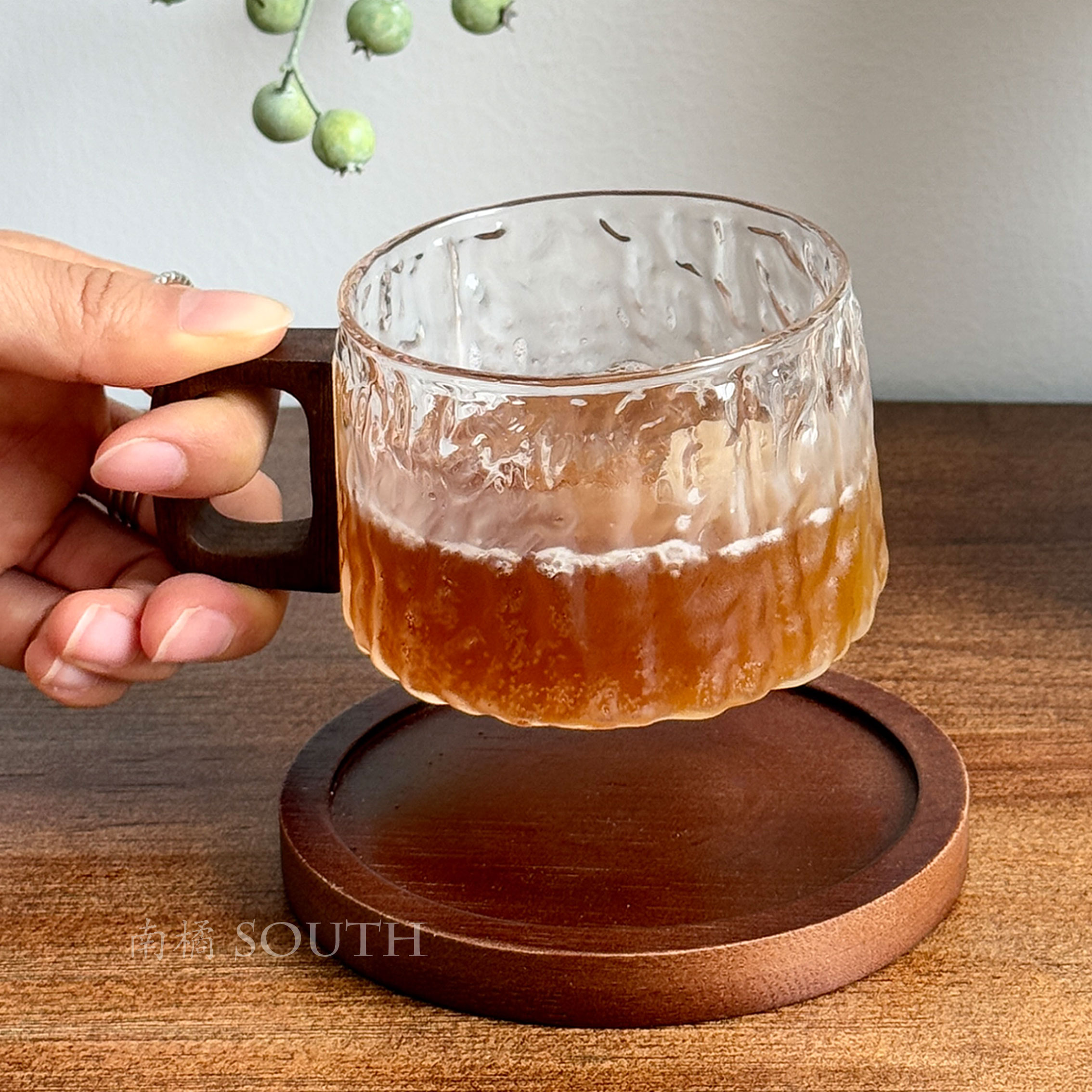 冰川纹复古玻璃咖啡杯碟套装