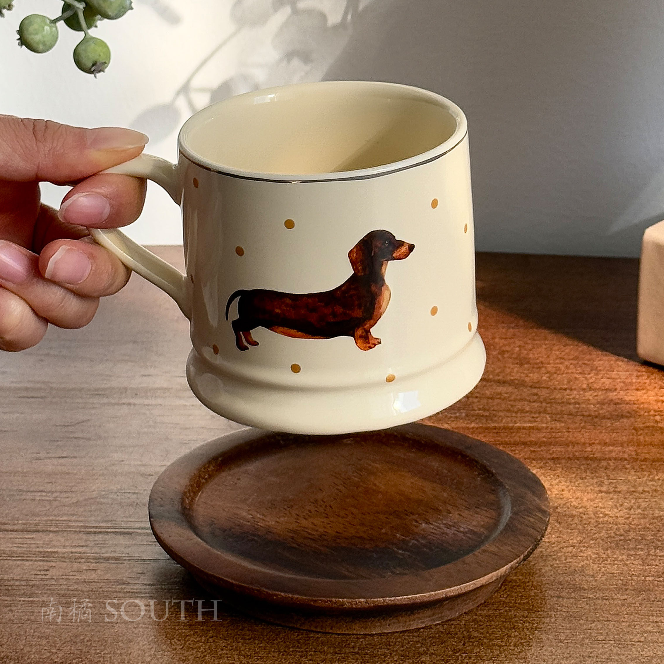 复古棕波点腊肠萌犬马克杯大容量水杯子陶瓷杯拿铁咖啡杯伴手礼物,餐饮具,咖啡杯,淘宝优惠券,粉丝福利购,淘宝优惠卷