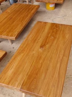 老榆木板定制实木桌面板飘窗餐桌台面板隔板原木板大板桌吧台板材