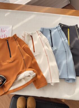 中大童保暖山系半拉链糯糯衣男女童花苞领保暖T25744