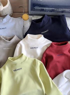 中大童加厚加绒抗菌保暖打底衫新款男女童保暖上衣潮童23482