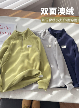 【双面绒厚卫衣】男女童高领拉链卫衣男女童保暖上衣25727