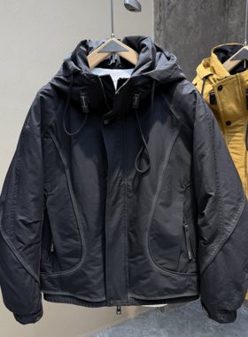 冬季款工装90绒连帽羽绒服男潮牌宽松保暖加厚鸭绒户外冲锋衣外套