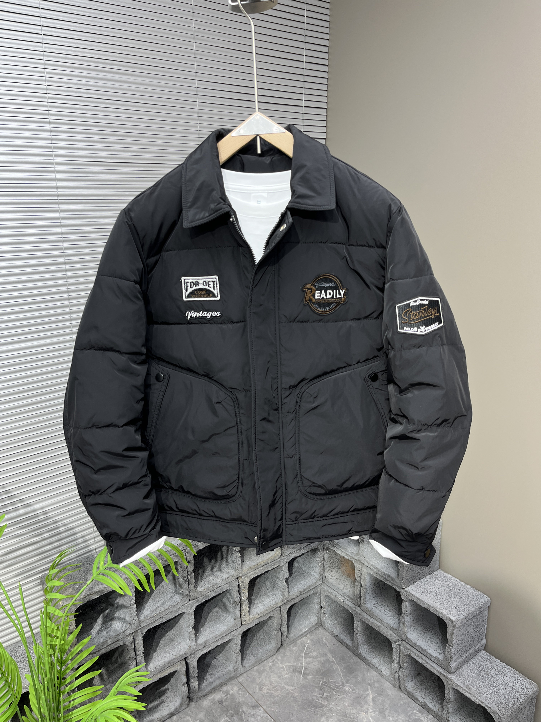 翻领男士棉服冬季新款潮牌休闲百搭加厚夹克潮流修身短款夹棉外套