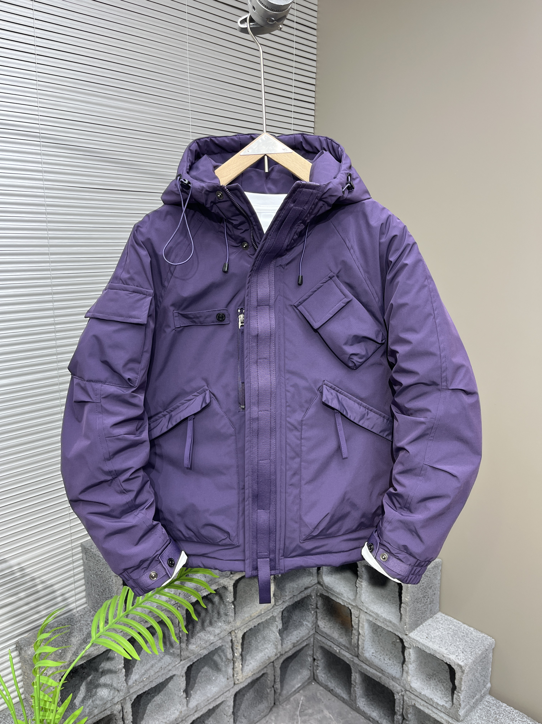 多口袋潮牌连帽棉服男士冬季新款百搭加厚外套工装户外冲锋衣夹克