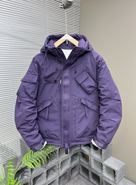 多口袋潮牌连帽棉服男士冬季新款百搭加厚外套工装户外冲锋衣夹克