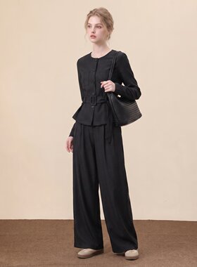 秋马甲打底衫阔腿裤通勤三件套女