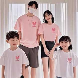 全家亲子装夏装母女装一家三口四口洋气婴儿夏季纯棉大码短袖t恤