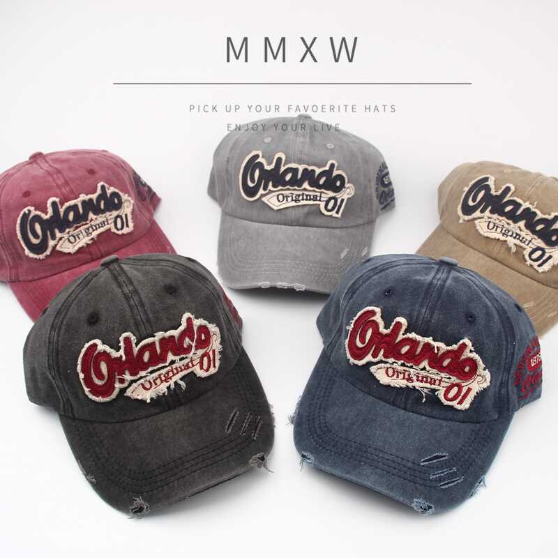 宁艺卓同款棒球帽字母水洗复古