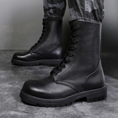 特价 处理出口外贸库存男式 高帮靴子头层压花牛皮系带战靴荔枝纹