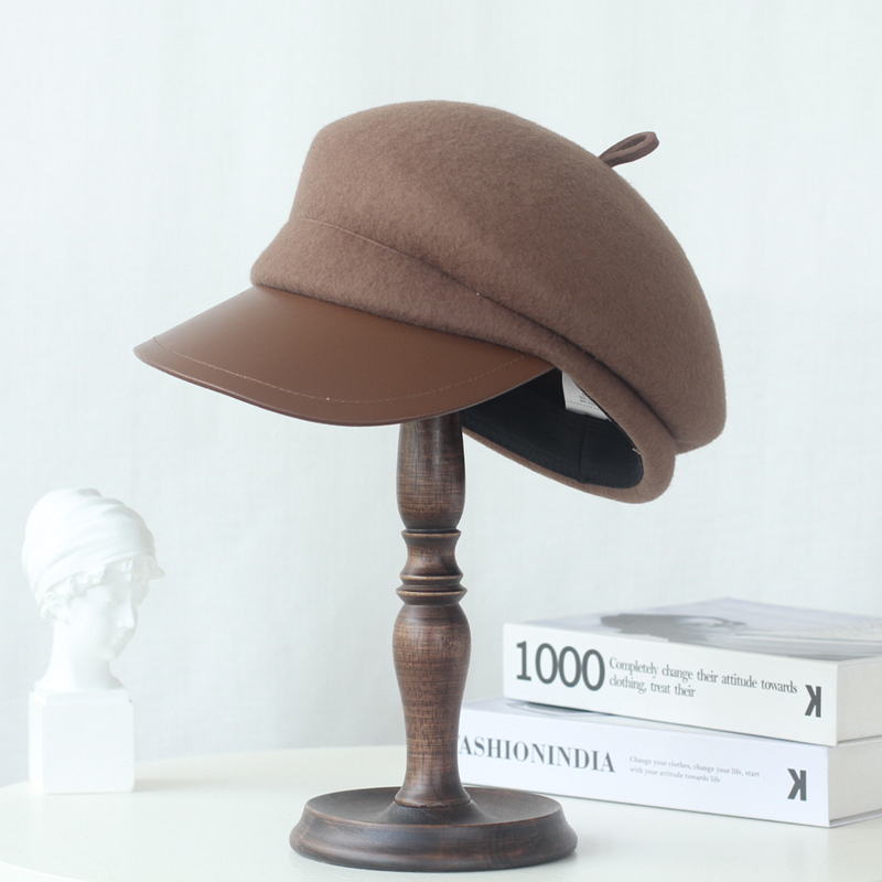 黑色羊毛呢报童帽女秋冬马术帽八角帽英伦礼帽百搭逛街时尚穿搭帽