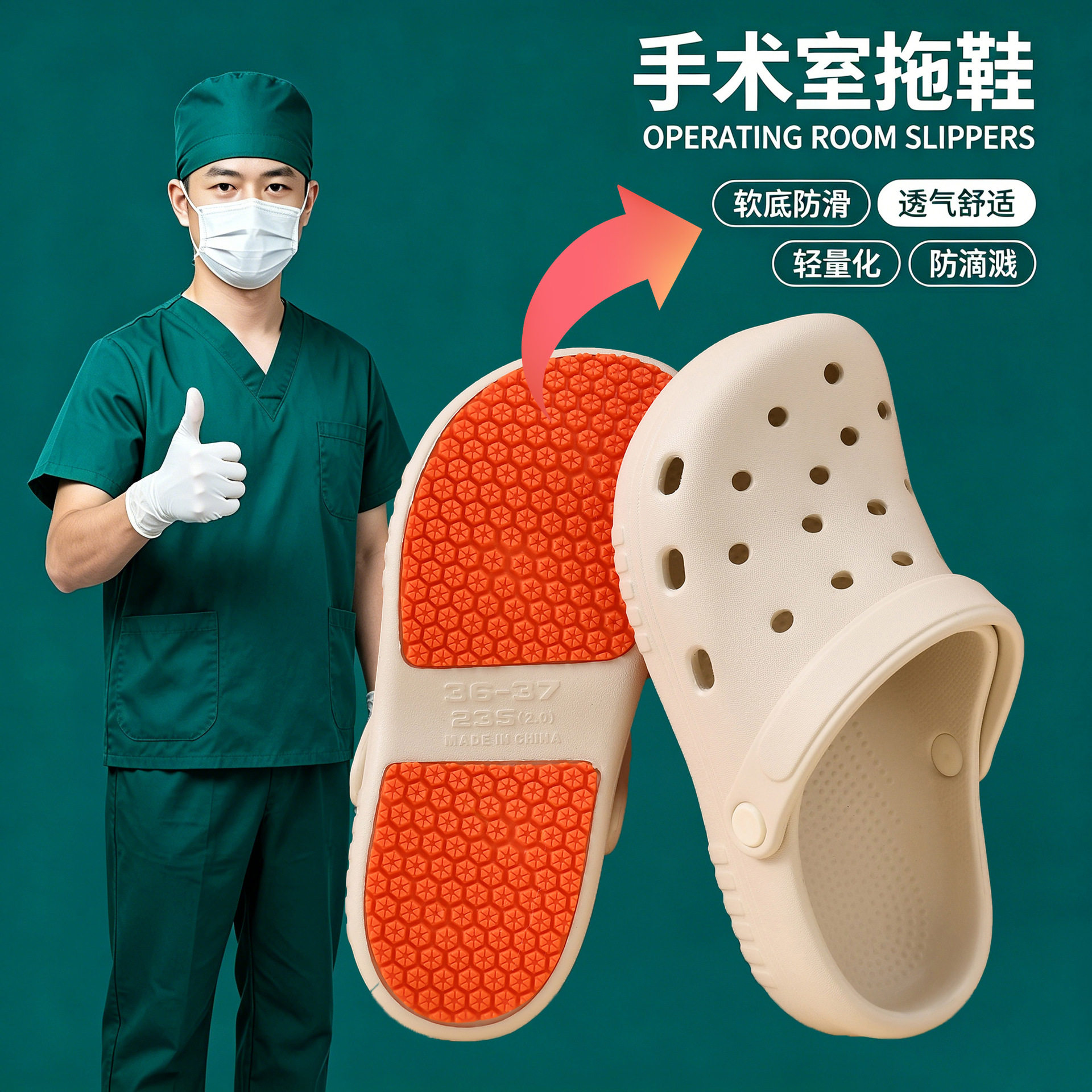 厨师鞋男女洞洞鞋防滑防水鞋子春洞洞鞋