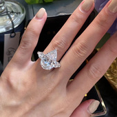 珠宝定制Graff经典 水滴梨形三石款 钻戒18K金天然钻石GIA克拉戒指