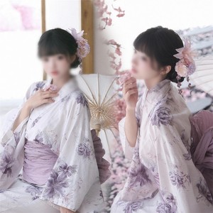 日式传统和服花卉印花浴衣女
