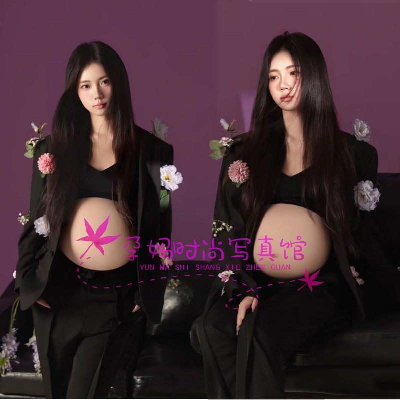 孕妇影楼新款拍照服装港风高级感杂志大片西服套装孕妈咪写真服饰