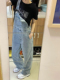女宽松显瘦设计感小众复古百搭阔腿连体裤 oversize工装 牛仔背带裤