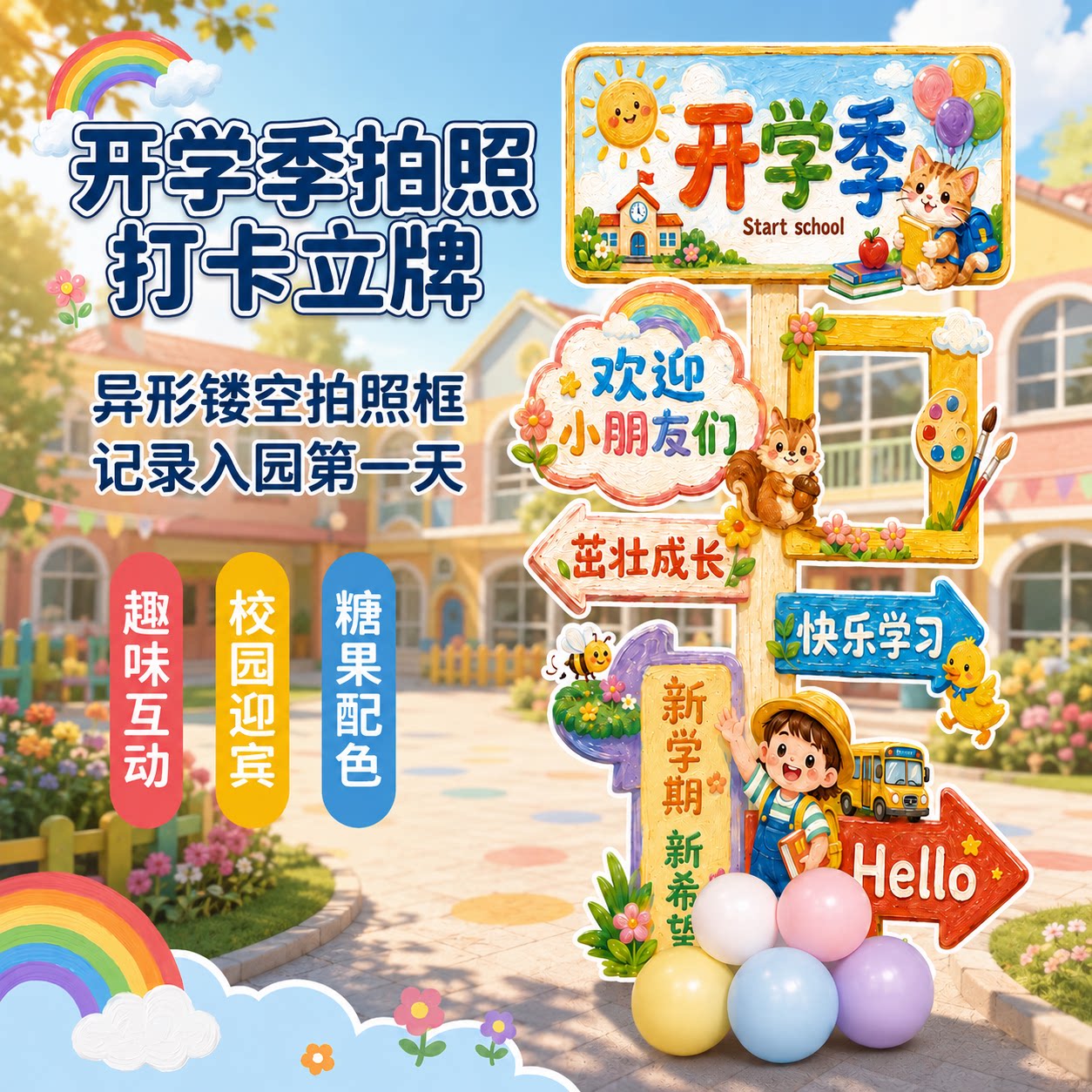 开学季教室KT板气球拍照布置