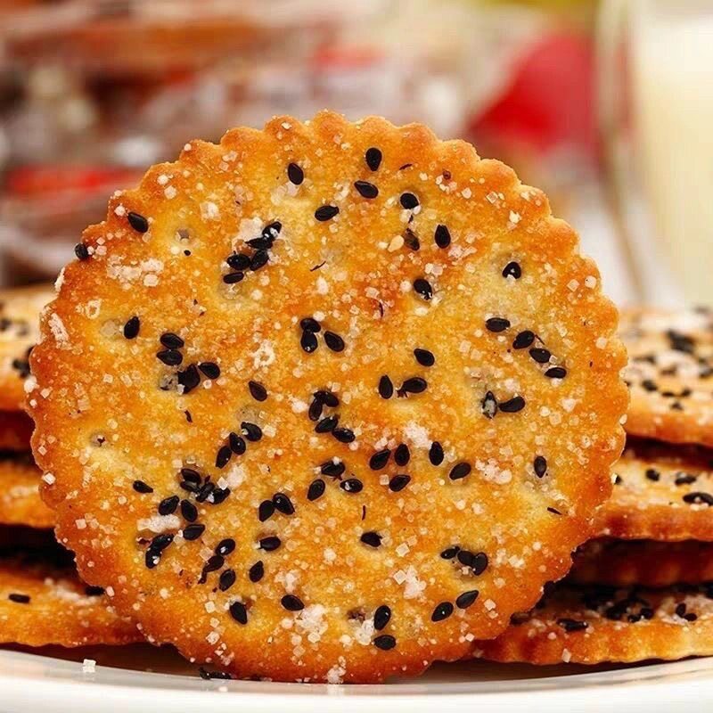 黑芝麻薄饼干老式早餐香酥薄脆原味怀旧经典一整箱休闲解馋小零食