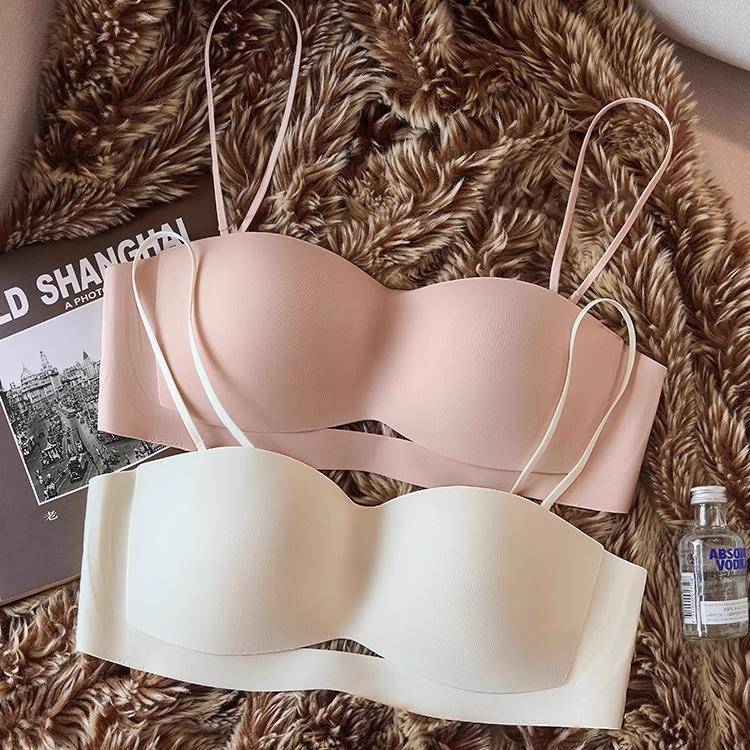 细肩带内衣女夏季薄款小胸聚拢抹胸隐形粉底液无痕美背无肩带文胸