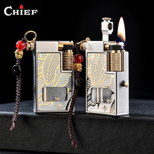 首领复古创意煤油打火机铜镶嵌小钢炮升级款双油仓送男友高端礼品