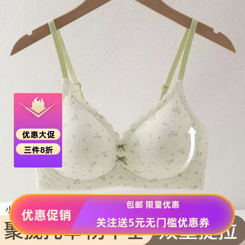 无痕内衣女大胸显小聚拢提拉反重力调整型防下垂收副乳背心文胸罩