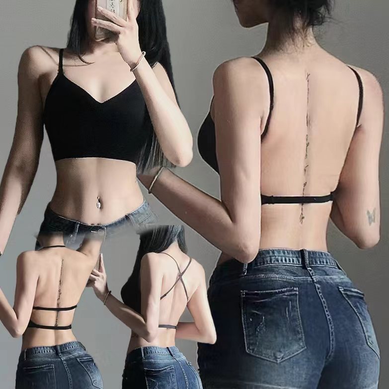 舒适云朵感无痕三穿大U露背背心式法式性感光面文胸bra女小胸内衣