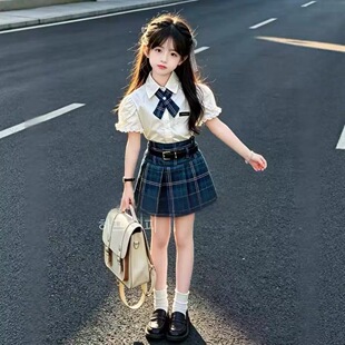 女童学院风套装2026新款儿童jk制服洋气初中生女孩夏装女大童裙子