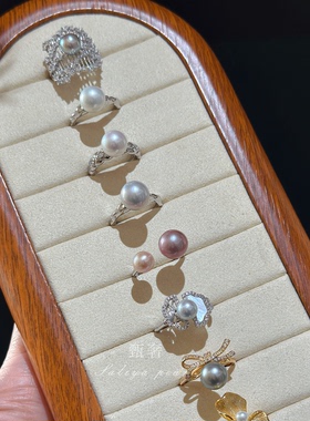 甄奢珠宝 特价精工S925纯银正圆淡水珍珠戒指合集一物一图送礼物