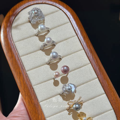 甄奢S925纯银淡水珍珠戒指合集