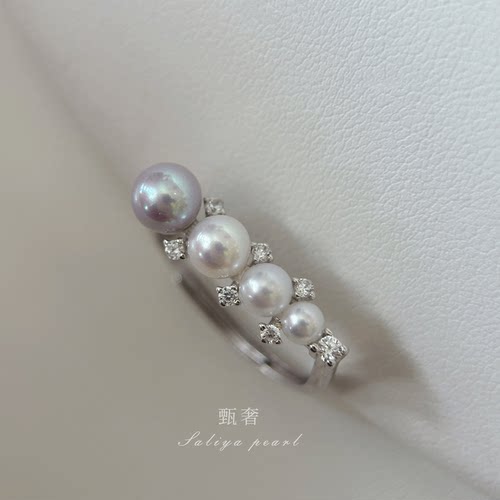 甄奢天然珍珠渐变戒指S925纯银
